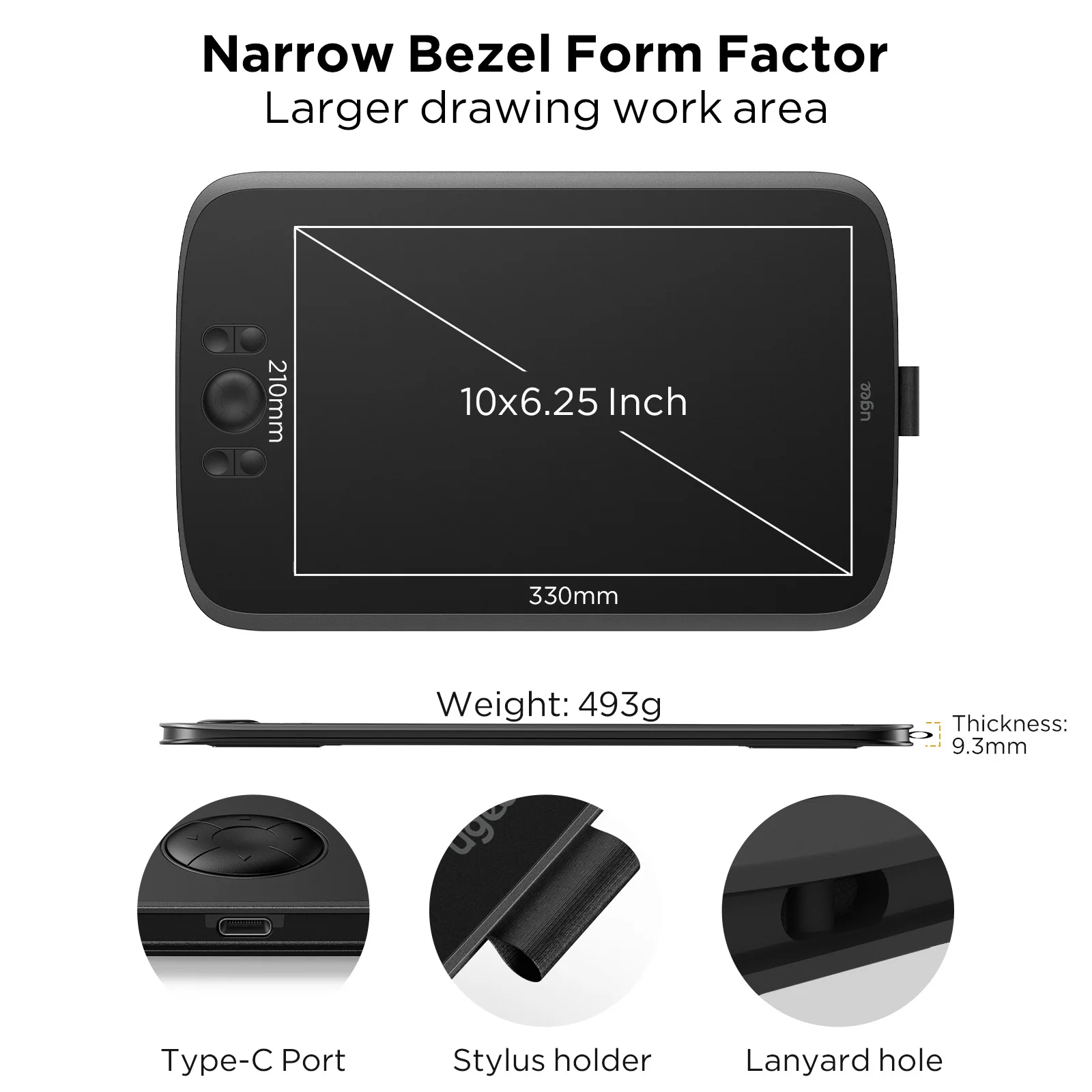 Tablet de Desenho Tabela Gráfica 10 Digital Pen Board Bloco de Escrita para Android Janelas Crianças Design Profissional Ugee-m808 - Imagem 5