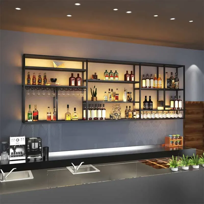 Modern Unique Wine Cabinets Commercial Wall Mounted Metal Retail Bar Cabinet Cellar Display Armario Para Vinos Home Decoration