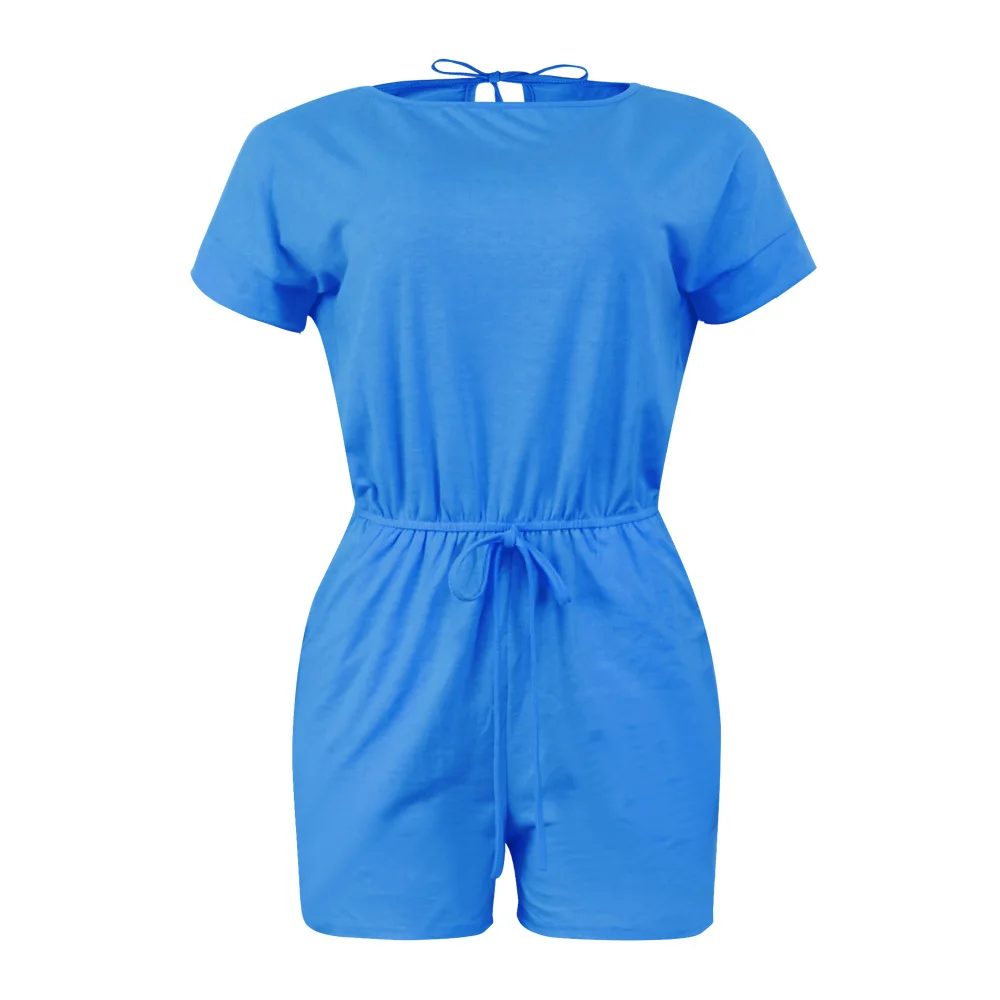 Plus Size Women Jumpsuits O Neck One Piece Outfit 2022 Summer Solid Jumpsuits Lady Wholesale Clothes Fashion Short Pants