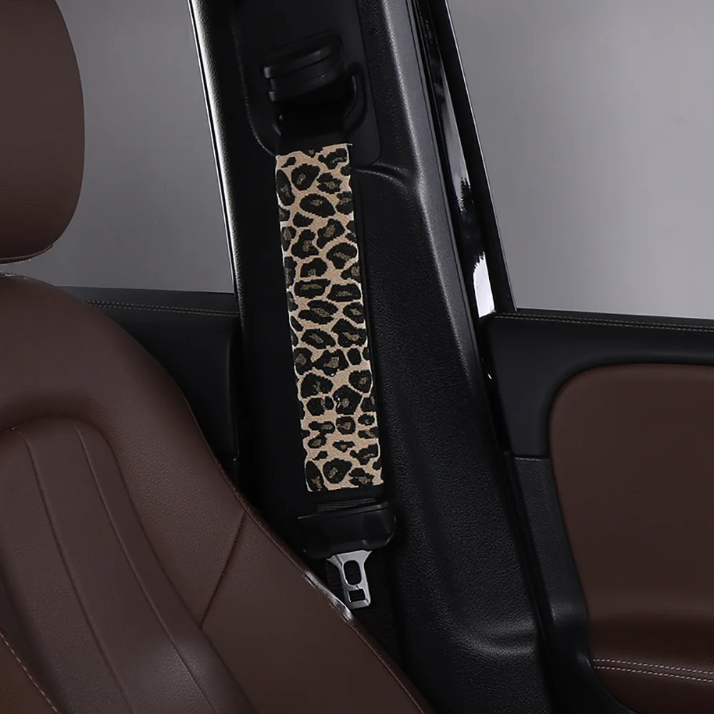 New Car Seat Belt Leopard Print Cover Anti-Choking Neck Protection Breathable Soft Shoulder Pads for Universal Vehicle