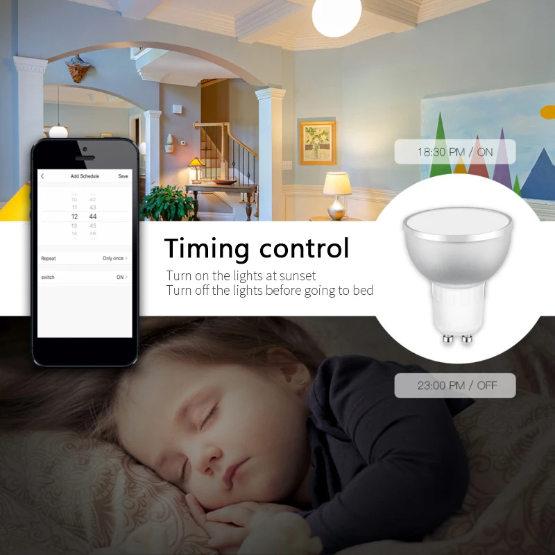 3.0 스마트 전구, RGB + CW 디밍 가능, Tuya GU10 스마트 전구, 음성 제어, SmartThings 앱, Alexa Home