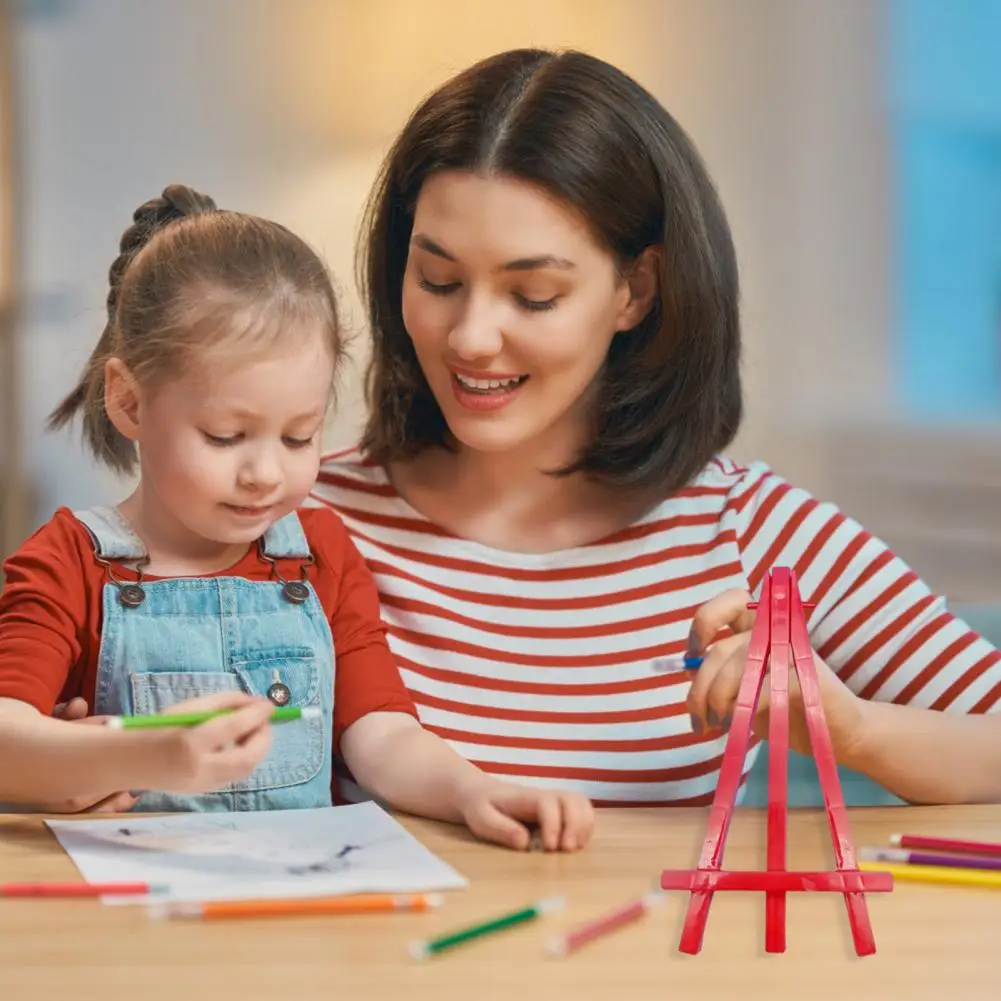 5Pcs Mini Triangle Easel Kids Painting Stand Kids Art Display Small Drawing Easel with Bright Colors Plastic Sketching