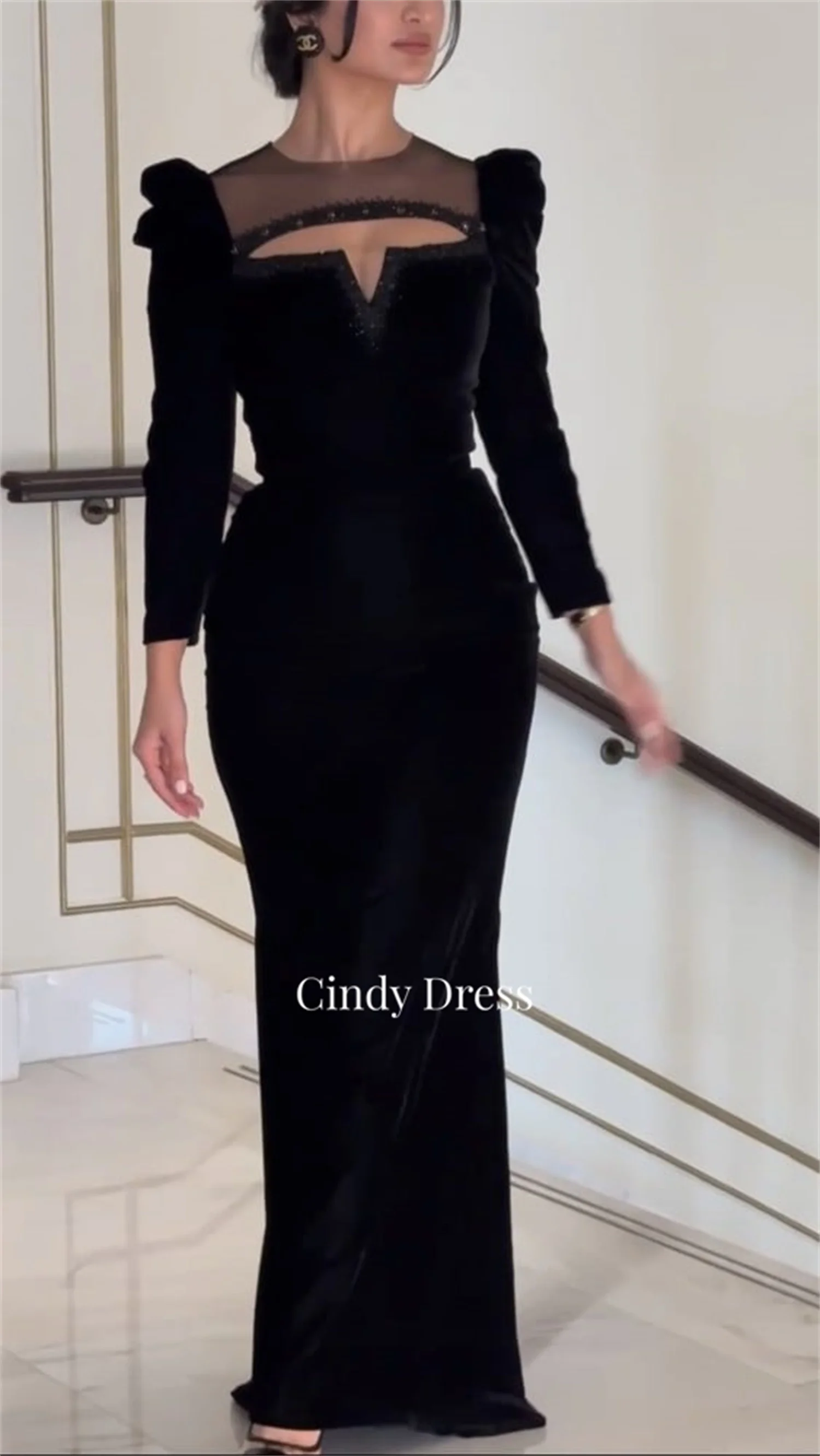 

Cindy Velvet Black Eid Al-fitr Evening Dress Grace Mermaid Long Wedding Party Special Occasion Dresses Luxury Gala Woman Formal