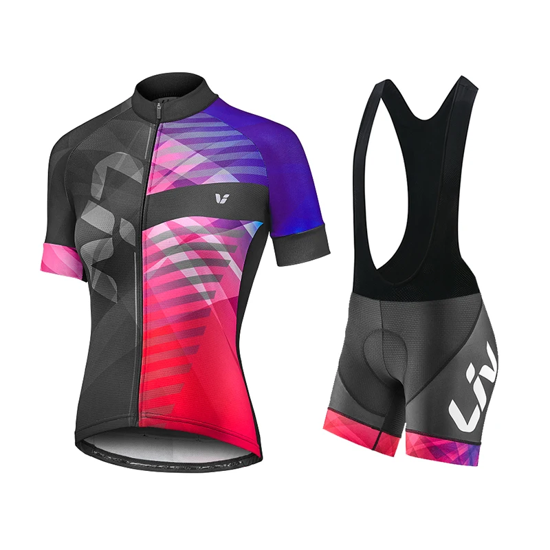 LIV Summer Cycling Jersey Bib Shorts Set Women 19D MTB Bicycle Short Sleeve Cycling Clothing Wear Maillot Conjunto Ropa Ciclismo 3
