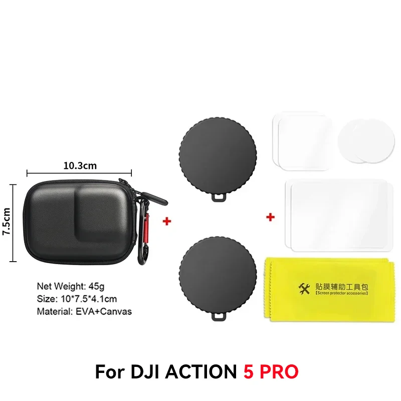 Película Vidro Lente e LCD DJI Osmo Action 3, 4 e 5 Pro - Telesin
