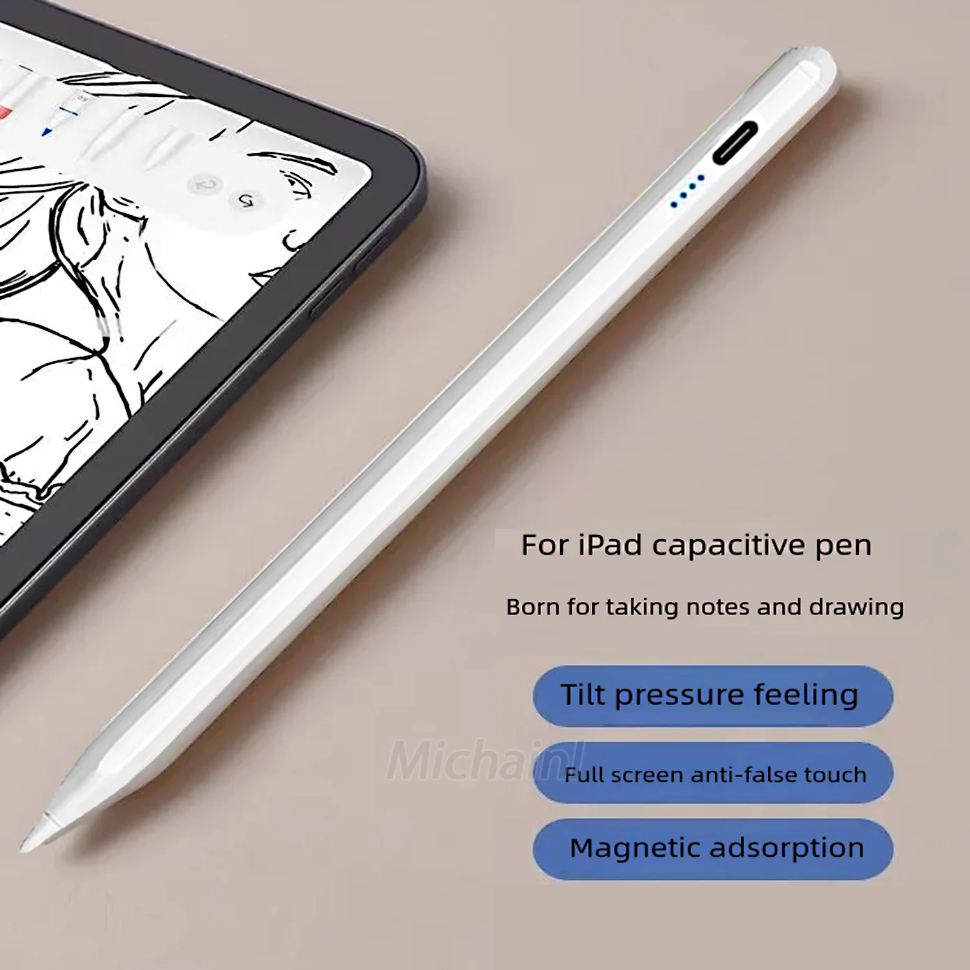 팜 리젝션 틸트 기능이 있는 아이패드 펜슬, 애플 펜슬 2 2018 2023 스타일러스 펜, 아이패드 프로 11 12.9 에어 4/5 7, 8, 9, 10 번째 미니