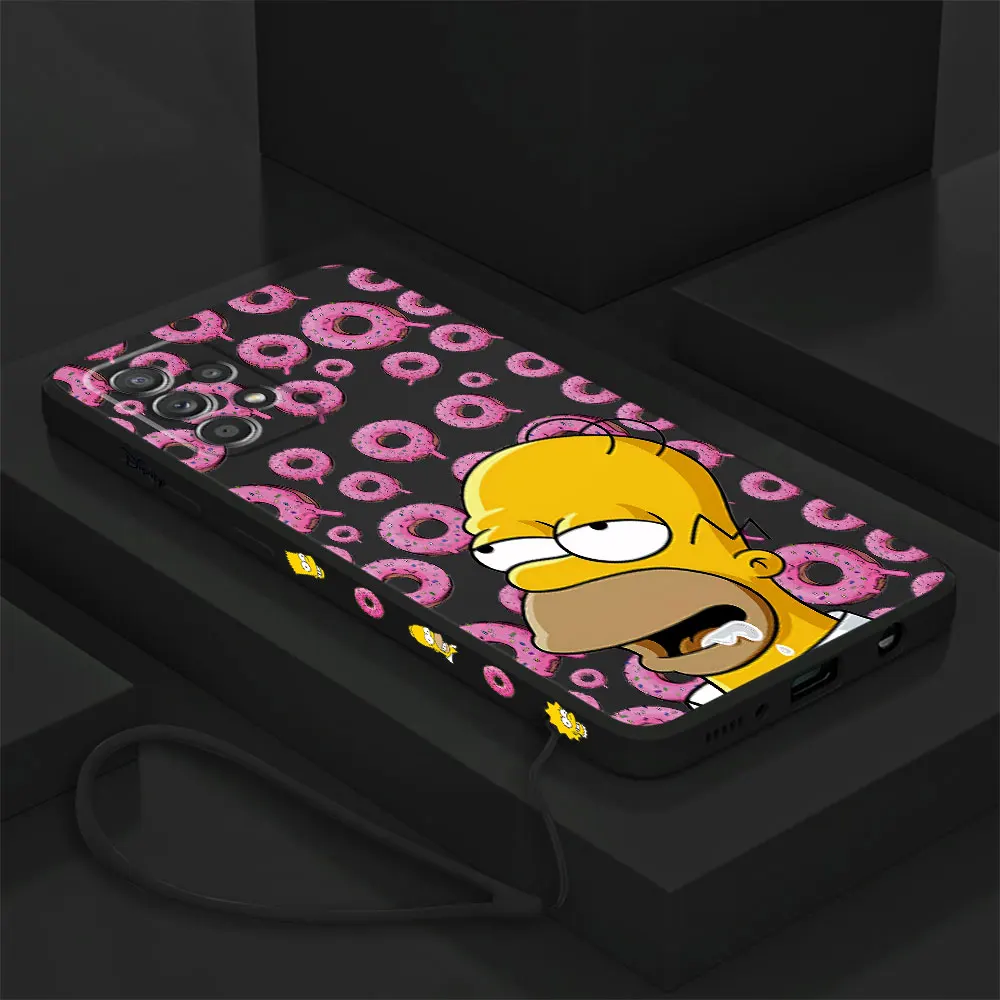 Disney Funny Cartoon Homer Simpson Square Liquid Cover Custodia Per Telefono Per Samsung Galaxy A51 A70 A03S A20S A02S A20 A03 A10 A04