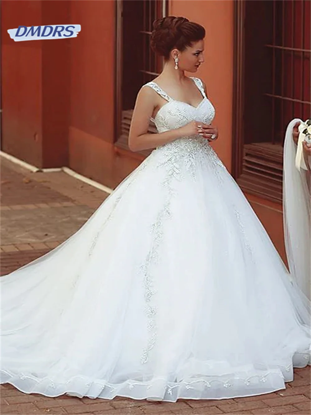 

Romantic Sweetheart Neck Tank Sleeve Wedding Dress Elegant A-line Floor-length Bridal Gown Beach Vestidos De Novia