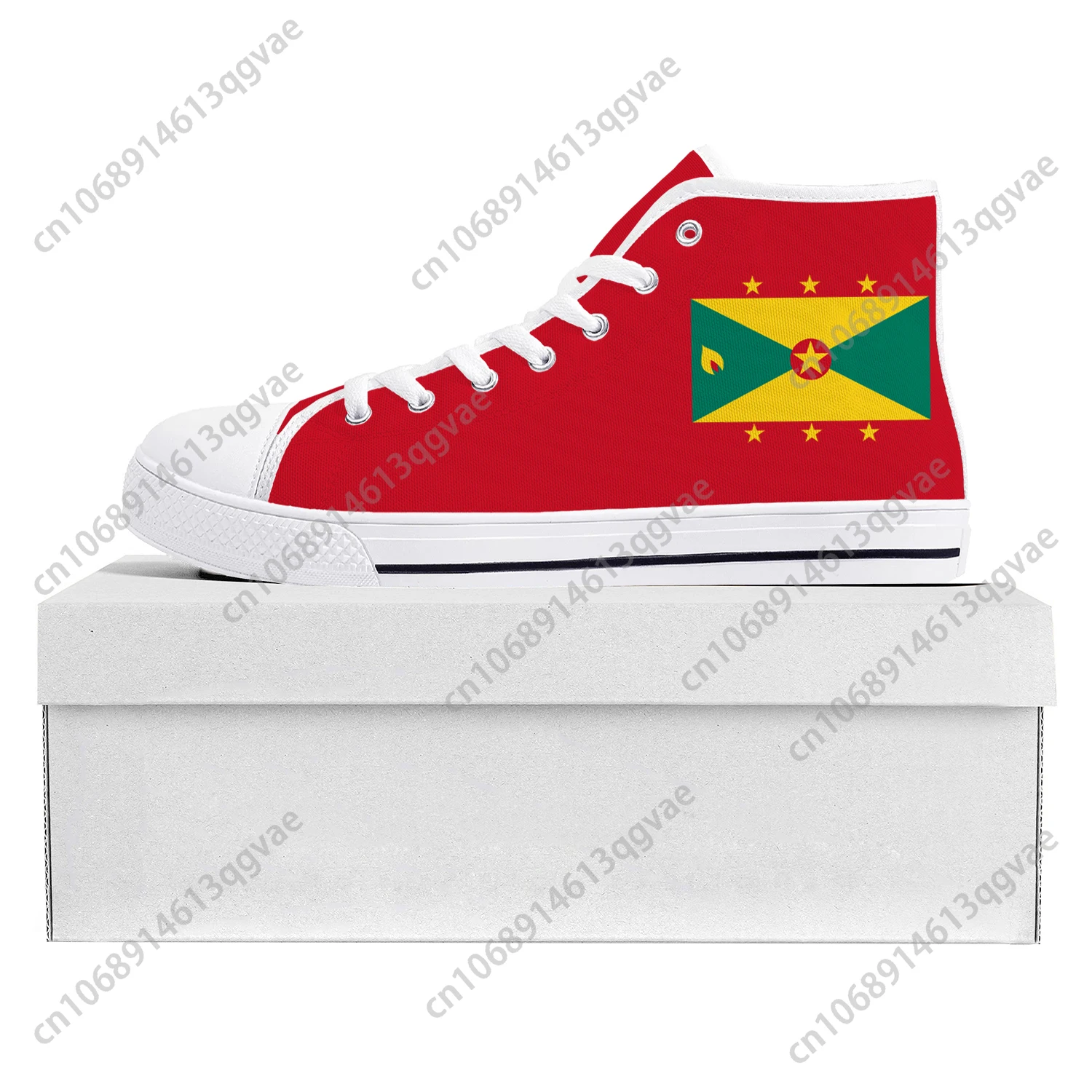Grenada Flag High Top High Quality Sneakers Mens Womens Teenager Canvas Sneaker Grenada Casual Couple Shoes Custom Shoe