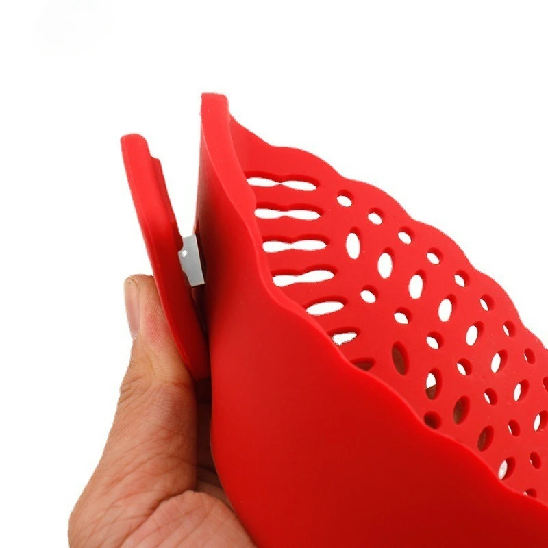 Universal Silicone Clip-on Pan Pot Strainer Anti-spill Pasta Pot Strainer FoodGrade Rice Fruit Colander Strainer Kitchen Ltems