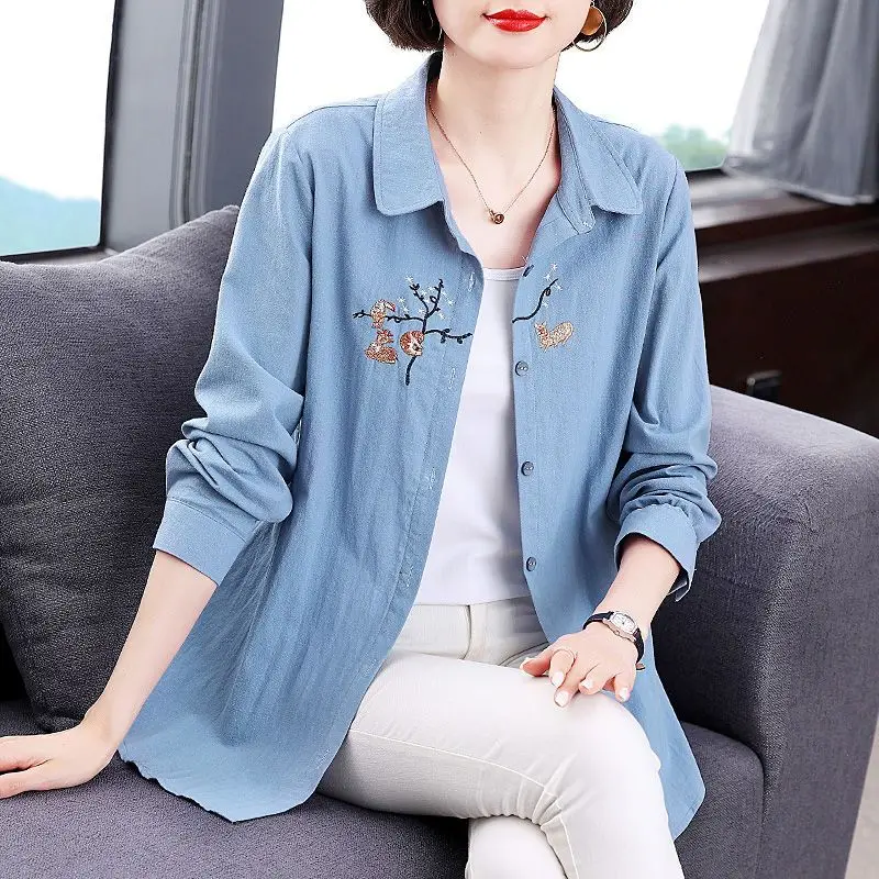 Fashion Versatile Commuter Top 2023 Spring and Summer New Simplicity Button Printed Square Neck Long Sleeve Temperament Shirt notched temperament solid color button pockets simplicity blazers elegant fashion loose casual women s clothing spring summer