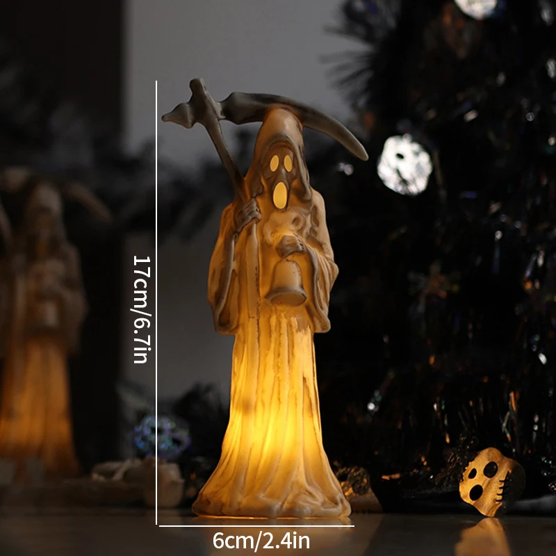 Spooky Halloween LED Light-Up Pumpkin Ghost Skeleton Desktop Ornament