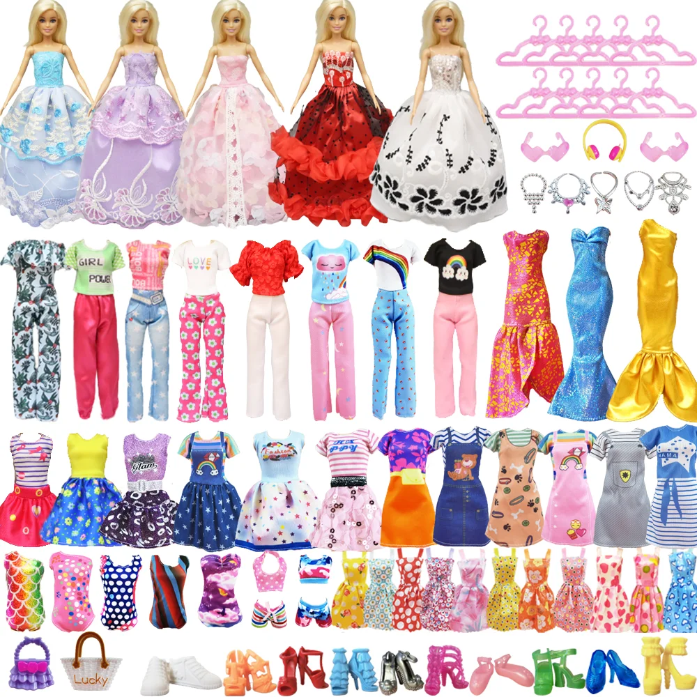 53 Pcs/set Fashion Cheap Barbies Dress Accessories Clothes Shoes For 11