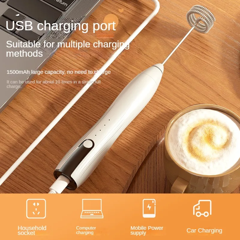 Portable Rechargeable Electric Milk Frother Foam Maker Handheld Foamer High Speeds Whisk Cappuccino Mixer Coffee Wand whisk 3