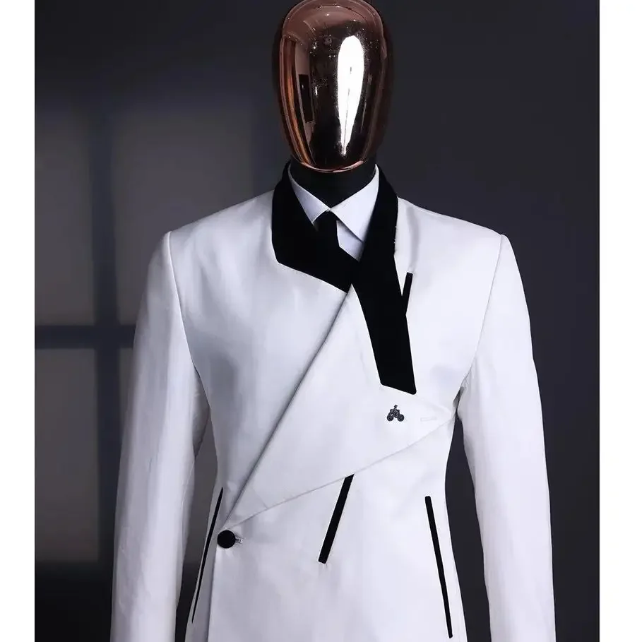 

Fashion Design Men Suit Two Pieces Blazer Pants One Button Peaked Lapel Business Slim Fit Formal Wedding Groom Costume Homme