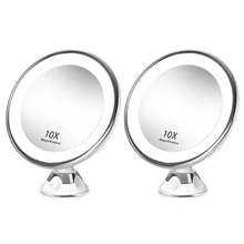 

2X Makeup Vanity Mirror Portable With LED Light Suction Cup 360Degree Rotating Makeup Glass Home Desktop Bathroom Travel