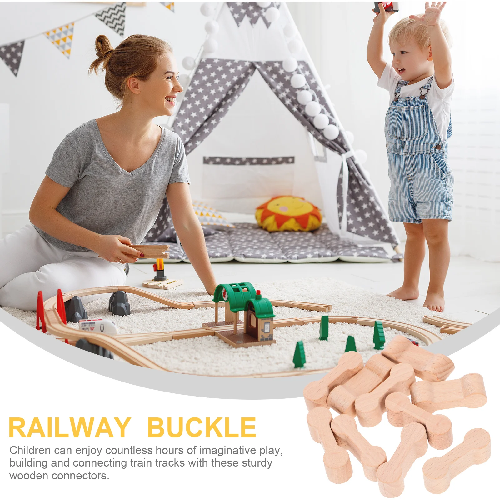 10 Pcs Toys Wooden Dog Bone Shape Train Track Connector Party Railway Buckle Model DIY Modeling Children micro connector