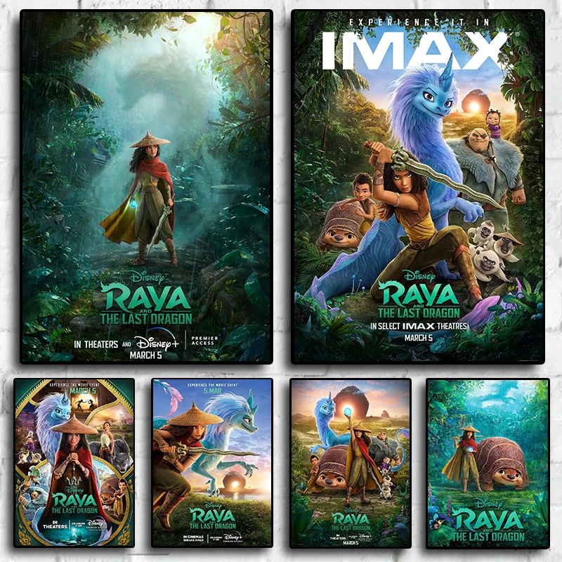 Плакаты из мультфильма Disney, постеры с рисунком героев мультфильмов аниме, Raya и последний дракон для комнаты, гостиной, холст для рисования, искусство, домашний декор для стен