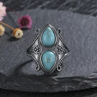 S925 Silver Jewelry Ring Natural Turquoise Moonstone Amethyst Stone Vintage Ring For Women Party Gifts