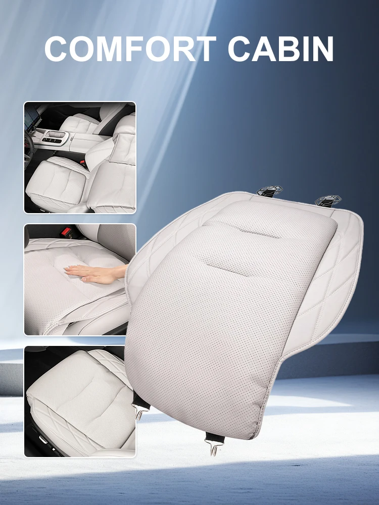 New Comfort Car Seat Cushion Cover for Mercedes Benz/BMW/Audi Breathable Nappa Leather All Season Universal Seat Cushion Thicken