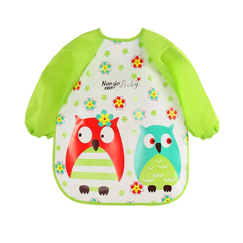 Cute Cartoon Animals Baby Bibs Waterproof Colorful Children Bib Full Sleeve Bibs Children Apron Long Sleeve Feeding Bibs