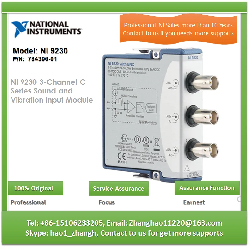 NI 9230 BNC 3Channel C Series Sound and Vibration Input Module 78439601