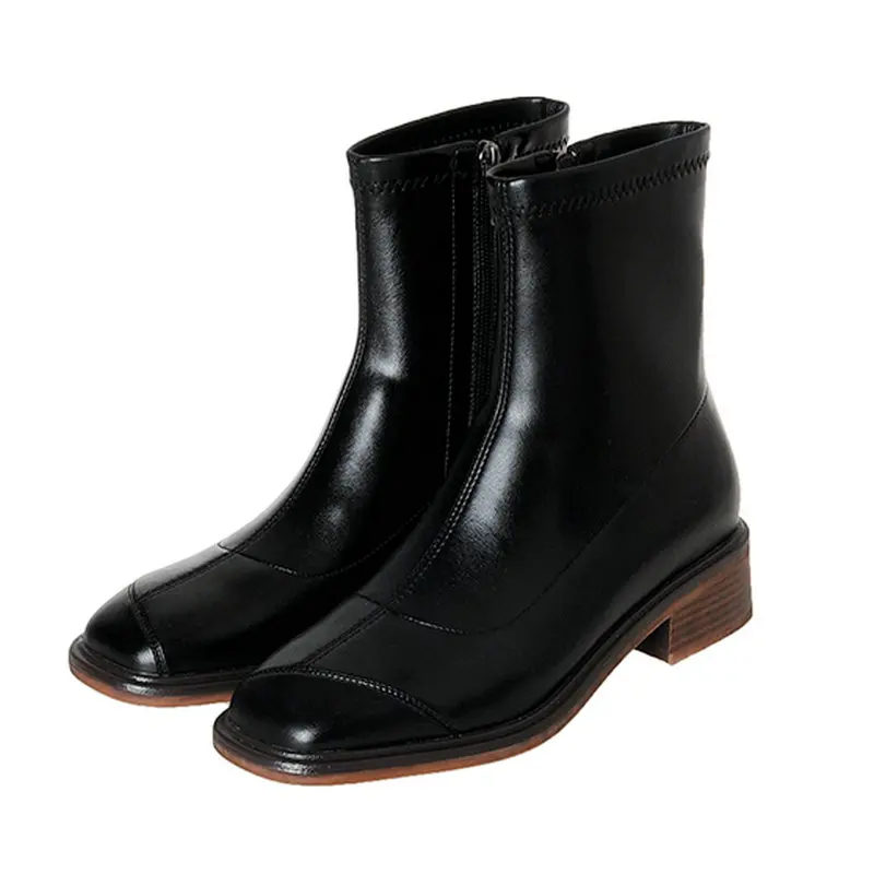 

Женские ботильоны с круглым носком, офисные Ботинки на низком толстом каблуке, повседневная обувь, Осень-зима 2022