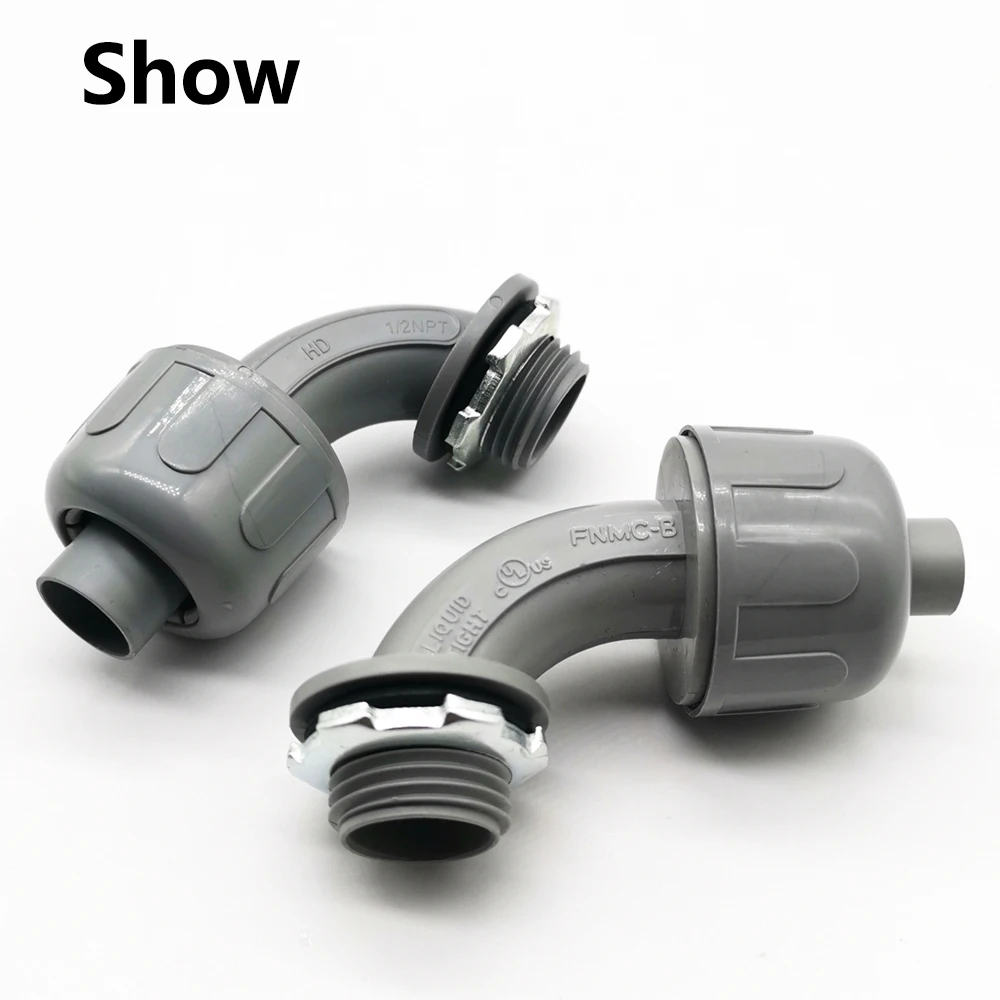 10pcs PVC Cable Connectors 90&deg; Liquid Tight Joint NPT Electrical Conduit Connectors Quick Connect NLTC90 1/2" 3/4" 1" Waterproof