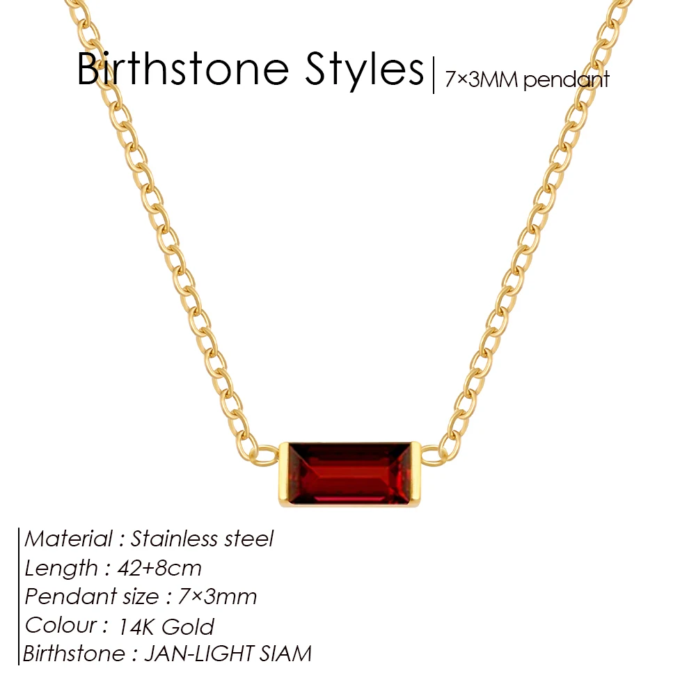 Bunte Zirkonia-Anhänger aus Edelstahl für Damen, hochwertige 12-Monats-Geburtsstein-Halskette für Damen, Geburtstagsgeschenk, Schmuck – Detail 10