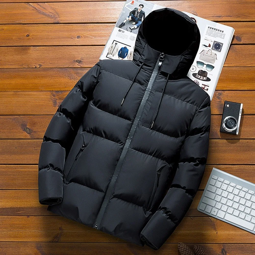 

Autumn Jackets For Men Hooded Lightweight Cotton Padded Coats Men Fall Warm Jackets Solid Color Puffer Jacket Men Clothes