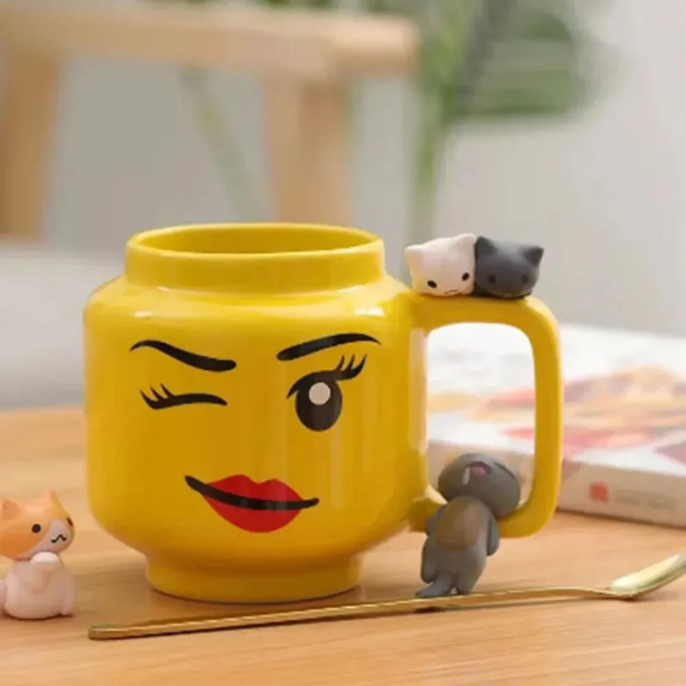 250ML Ceramic Coffee Mug with Cartoon Smile Design for Tea Milk Water Breakfast Home Use Drinking Cup Kitchen Gift