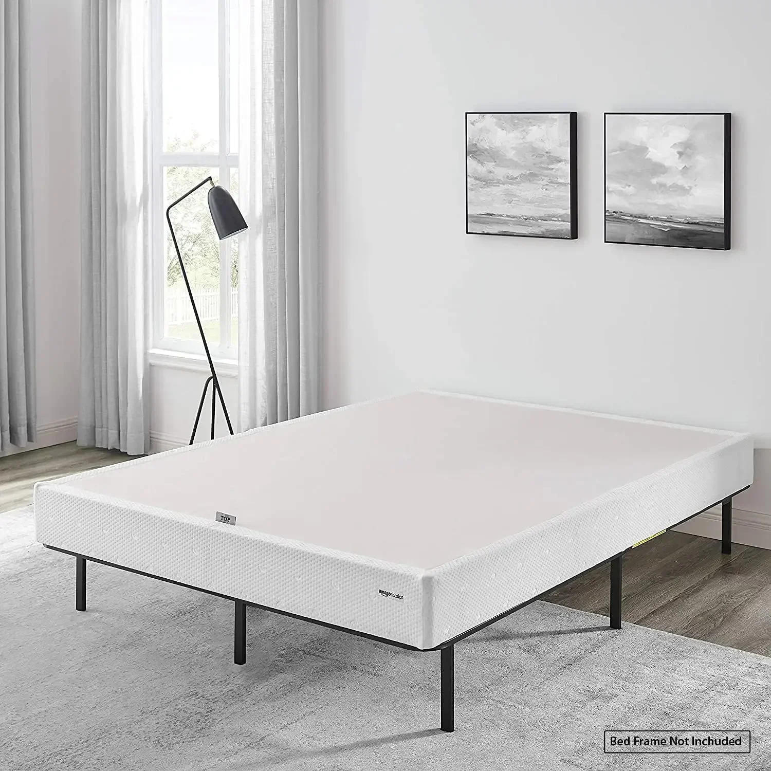 

Full size Smart Box Spring Bed Base, 5 Inch Mattress Foundation, Tool-Free Easy Assembly, Full, White