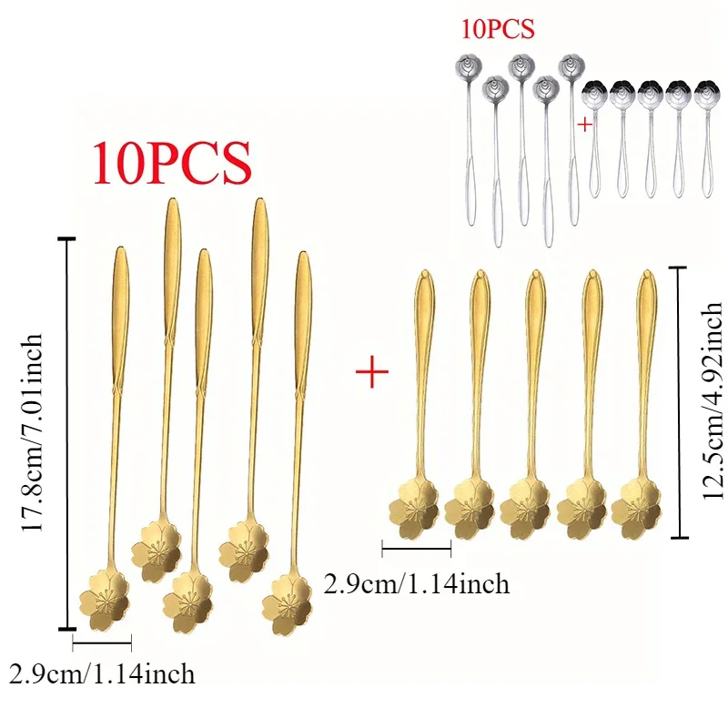 Stainless Steel Spoon Flower Pattern Coffee Tea Stirring Dessert Spoon Creative Kitchen Utensils Kitchenware Drink Accessories