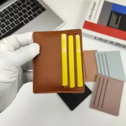 Solid Color PU Leather Card Holder Simple Multi-position Short Card Bag Card Access Control Korean Style ID Credit Card Case