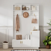 KOMHTOM Bench and shoe shelf wardrobe set white