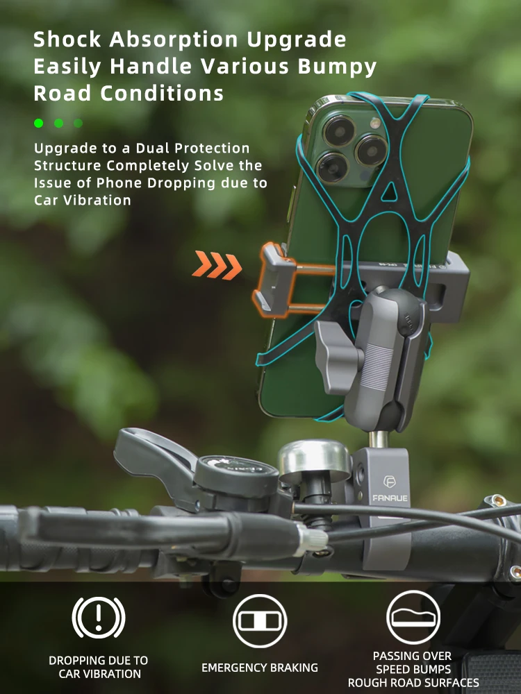 FANAUE Aluminum Bicycle Motorcycle Mobile Phone Holder 360&deg; View Universal MTB Road Bike Cycling Phone Clamp Quick Attach/Detach magnetic wireless charger phone holder