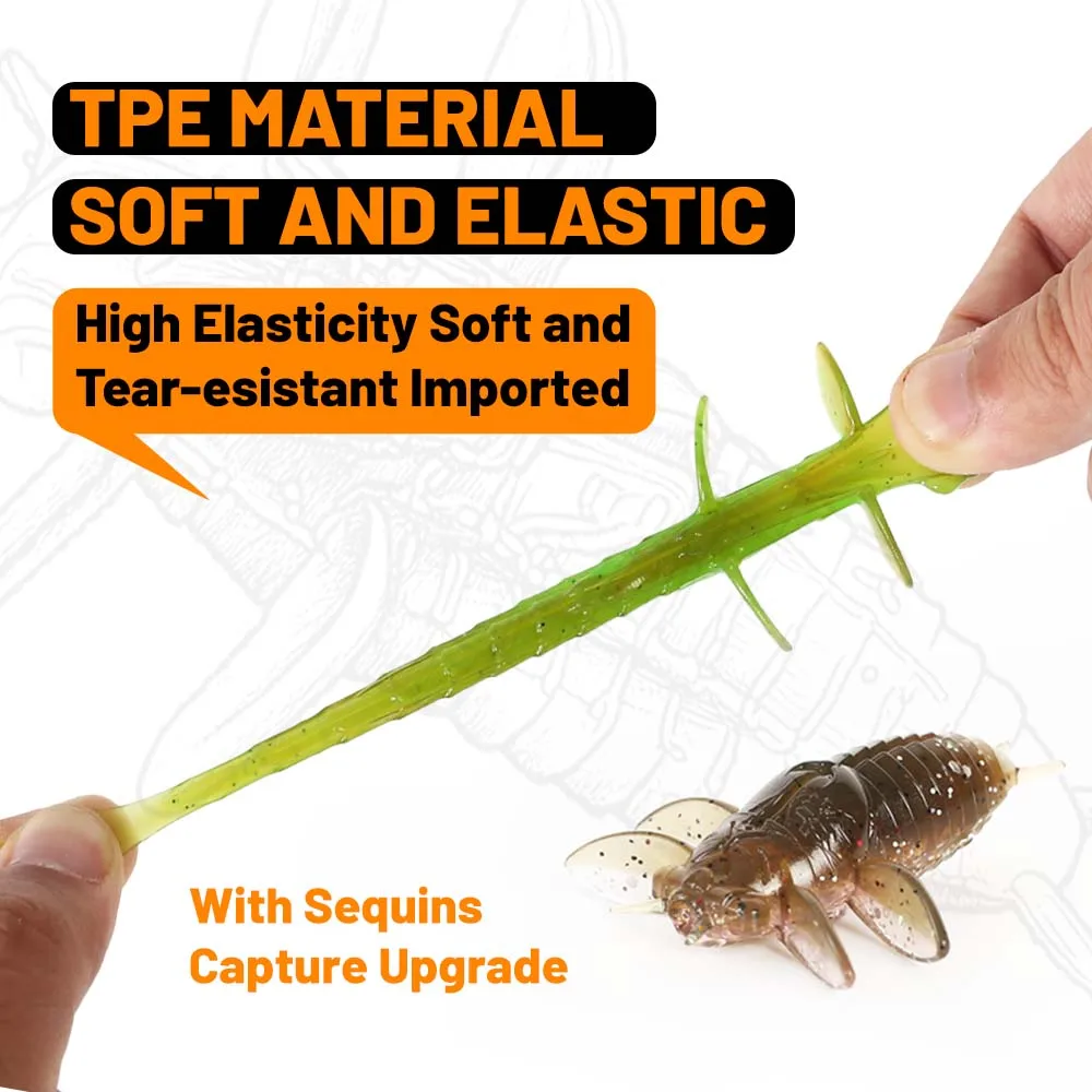 Zukibo Floating Cicada Chrysalis Bionic Worm Soft Bait Bass Lure Realistic - Image 5