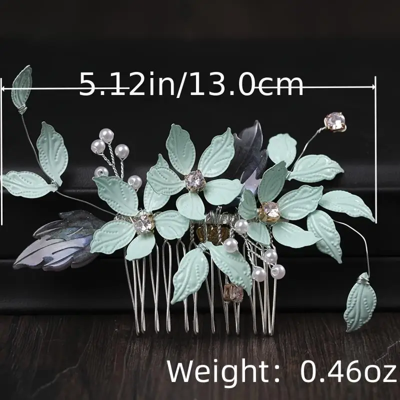 Handmade Pearl Flower Leaf Crystal Hair Comb Pin Band For Women Bride Wedding Bridal Hair Accessories Jewelry Comb Gift