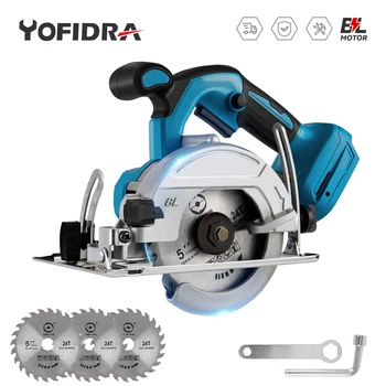 Yofidra 브러시리스 전기 원형 톱 조정, 목공 전기 절단 도구, Makita 18V 배터리, 5 인치, 125mm