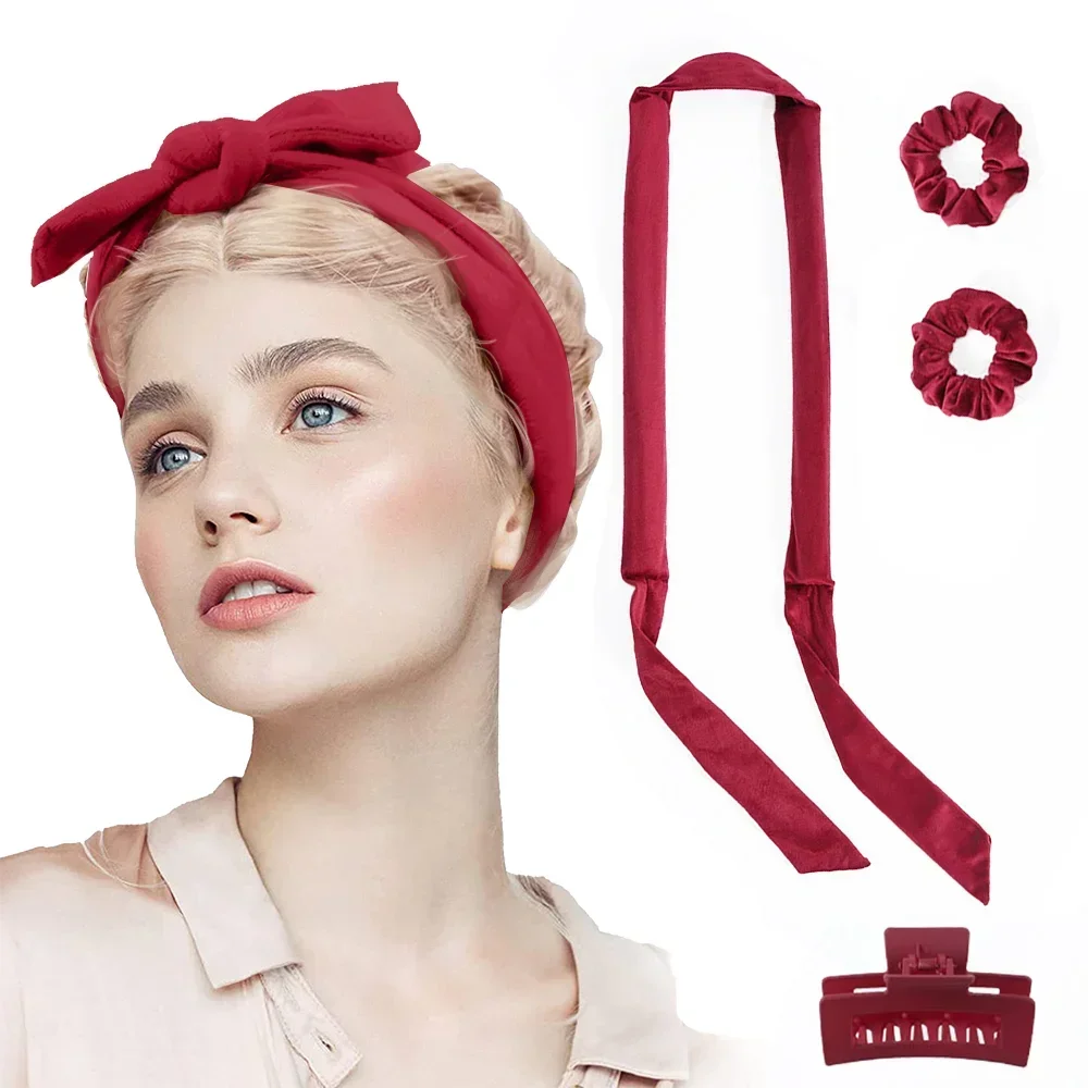 Hair curling tools Heatless Curling Rod Headband No Heat Ribbon Hair Rollers Silk Curls Hair Curlers Sleeping Soft Headband Styling Tools