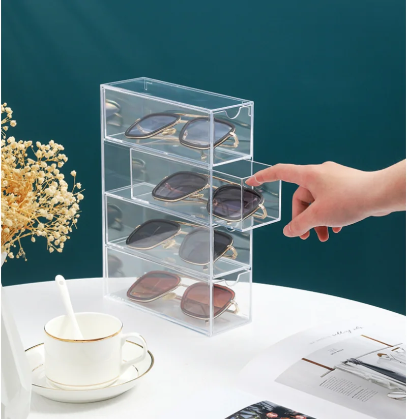 Layers Acrylic Transparent Glasses Organizer Box Stackable