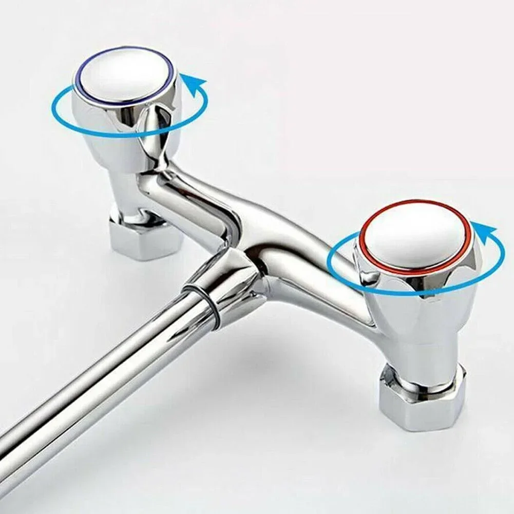 HOT & COLD TAP Faucet Handle Faucet Handle METAL CHROME PLATED Plastic Material REPLACEMENT TOP HEAD COVERS 2PCS