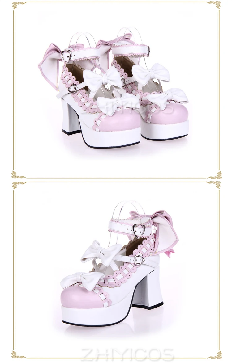 Neuer japanischer Stil Lolita Schuhe Mädchen Prinzessin Schuhe Hochhackige Schuhe mit Schleife 4