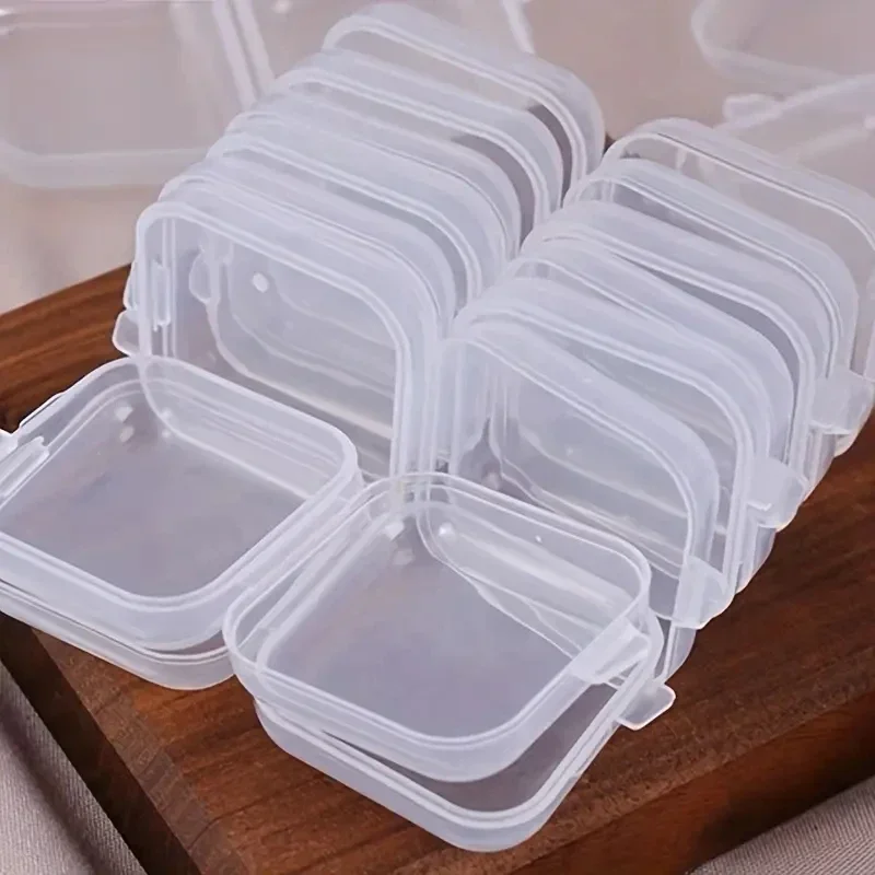 1/15pcs Mini Storage Box Transparent Square Plastic Case for Earring Ring Jewelry Packaging Portable Grocery Storage Organizer 6