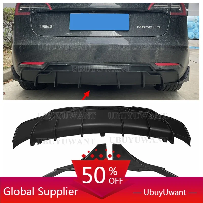 

Rear Bumper Diffuser Lip For Tesla Model 3 Model Y 2016-2021 ABS Car Body Kit Boot Guard Skid Board Cover Splitter Spoiler Plate