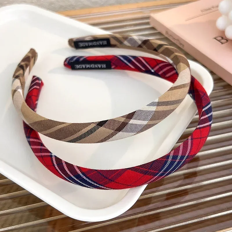 Vintage Stylish Plaid Headband! Buffalo Plaid Top Knot Headband Red Black & Gray 40 main image 3