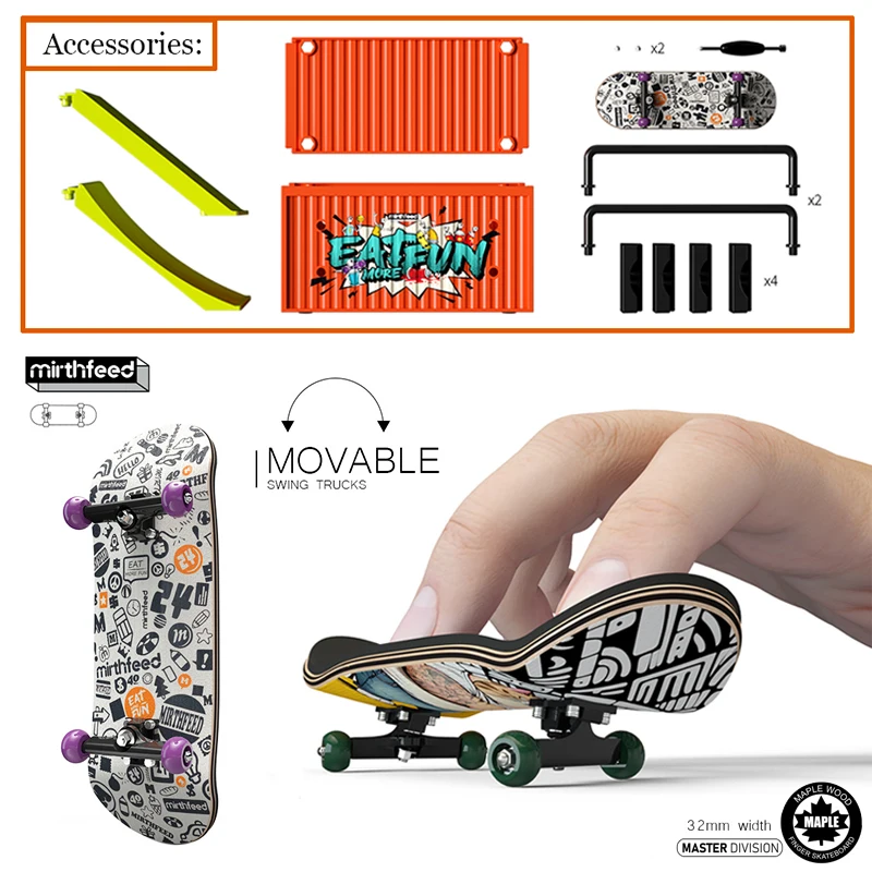 Kids Finger Skateboard Park Ramp Set with Professional Bearings