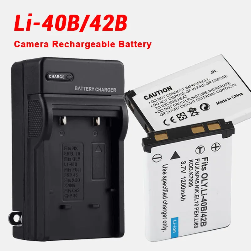 Pickle Power 2Pcs EN-EL10 Li-40B Li-42B Battery And Charger For Olypus