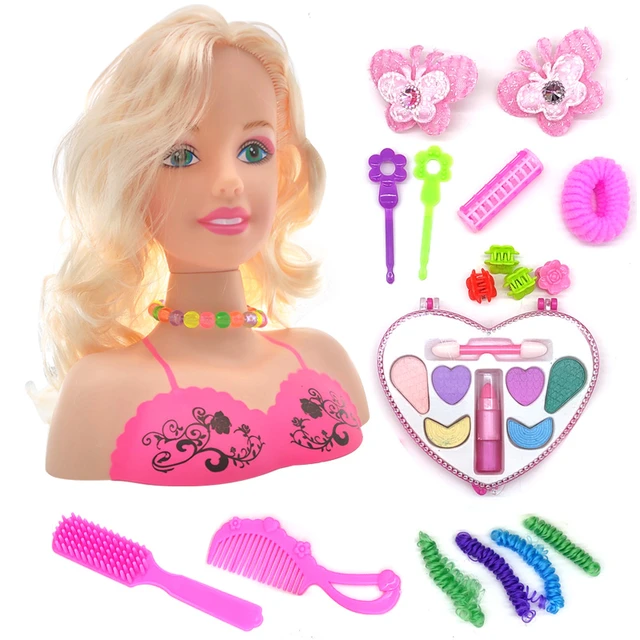 Kids Dolls Styling Head Makeup Comb Hair Toy Doll Set Pretend Play