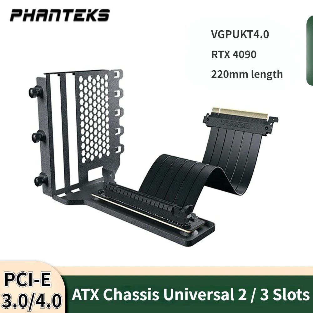 Phanteks Vgpukt 4.0 Gpu Pcie 4.0/3.0 X16 Cavo Riser Flessibile Da 220Mm Vga Rtx 4090 Staffa Verticale Pc Atx Case Pci-E 7 Slot Mount